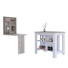 Pasadena 2 Piece Kitchen Set, Kitchen Island + Functional Table , White/Light Gray