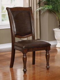 Glorious Classic Traditional Dining Chairs Cherry Solid wood Leatherette Seat Set of 2pc Side Chairs Turned Legs Kitchen Dining Room