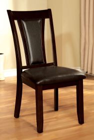 Contemporary Set of 2 Side Chairs Dark Cherry And Espresso Solid wood Chair Padded Leatherette Upholstered Seat Kitchen Dining Room Furniture