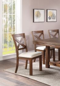 Set of 2 Side Chairs Natural Brown Finish Solid wood Contemporary Style Kitchen Dining Room Furniture Unique X- Design Chairs