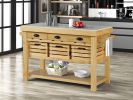 ACME Grovaam Kitchen Island, Marble & Natural Finish AC00188