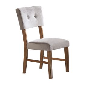 Classic Light Oak Finish Dining Chairs Set of 2 Button-Tufted Gray Upholstery Mid-Century Modern Design Wooden Kitchen Dining Furniture