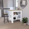 DEPOT E-SHOP Finley Kitchen Island with Counter Space, White / Macadamia