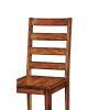 Tobacco Oak Finish Solid wood Industrial Style Kitchen Set of 2 Dining Chairs Ladder Back Chairs Dining Room Furniture