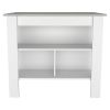 Rockaway 3-Shelf Kitchen Island White and Ibiza Marble