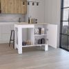 DEPOT E-SHOP Caddo Kitchen Island with Storage and Cabinet, White / Macadamia