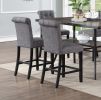 Charcoal Fabric Set of 2pc Counter Height Dining Chairs Contemporary Plush Cushion High Chairs Tufted Back Chair Kitchen Dining Room