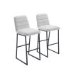 Bar Stools Set of 2 With Back,Upholstered Linen Fabric Kitchen Breakfast Bar Stools with Footrest,Beige Gray+Pale Blue