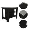 Rockaway 3-Shelf Kitchen Island Black and Ibiza Marble