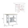 Adeline 3-Shelf Kitchen Island White and Macadamia