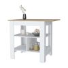 Adeline 3-Shelf Kitchen Island White and Macadamia