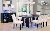 Set of 2 Chairs Black And White Leatherette Beautiful Padded Side Chairs Slit Back Design Kitchen Dining Room Furniture