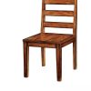 Tobacco Oak Finish Solid wood Industrial Style Kitchen Set of 2 Dining Chairs Ladder Back Chairs Dining Room Furniture