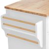 Kitchen cart with Rubber wood desktop rolling mobile kitchen island with storage and 5 draws 53 Inch length(White)