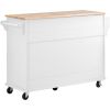 Kitchen cart with Rubber wood desktop rolling mobile kitchen island with storage and 5 draws 53 Inch length(White)