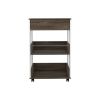 Dering 1-Drawer 2-Shelf Kitchen Cart with Caster White and Dark Walnut