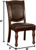 Glorious Classic Traditional Dining Chairs Cherry Solid wood Leatherette Seat Set of 2pc Side Chairs Turned Legs Kitchen Dining Room