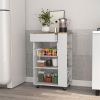 Blosson Kitchen Cart, One Drawer, Two Open Shelves, Four Casters -White / Light Oak