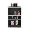 DEPOT E-SHOP Lacour Kitchen Island, Kitchen Bar Table with 3-Side Shelves, Black / Ibiza Marble