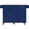 Rolling Mobile Kitchen Island with Drop Leaf - Solid Wood Top, Locking Wheels & Storage Cabinet 52.7 Inch Width(Dark blue)