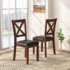 Set of 2 Wooden Kitchen Dining Chair with Padded Seat and Rubber Wood Legs