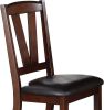 Dark Walnut Wood Framed Back Set of 2 Dining Chairs Breakfast Kitchen Cushion Seats