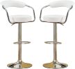 Contemporary Style White Color Bar Stool Counter Height Chairs Set of 2 Adjustable Swivel Kitchen Island Stools