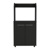 DEPOT E-SHOP Lucca Kitchen Cart, Double Door Cabinet, One Open Shelf, Two Interior Shelves, Black