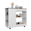 DEPOT E-SHOP Pl Kitchen Cart Two Storage Shelves, Three Side Shelves, Four Casters, White / Dark Brown