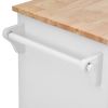 Kitchen cart with Rubber wood desktop rolling mobile kitchen island with storage and 5 draws 53 Inch length(White)