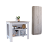 Ontario 2 Piece Kitchen Set, Kitchen Island + Pantry Cabinet , White /Light Gray