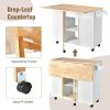 Drop-Leaf Kitchen Island with Rubber Wood Top