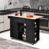 Drop-Leaf Kitchen Island with Rubber Wood Top