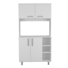 Surrey 2 Piece Kitchen Set, Kitchen Island + Pantry Cabinet , White /Walnut