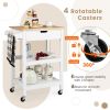 3-Tier Kitchen Island Cart Rolling Service Trolley with Bamboo Top