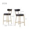 25" Modern Gold Bar Stools Set of 2 Counter Height Bar Stools for Kitchen Counter Upholstered Sherpa Counter Stools with Backs Kitchen Island Stool