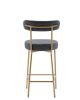 25" Modern Gold Bar Stools Set of 2 Counter Height Bar Stools for Kitchen Counter Upholstered Sherpa Counter Stools with Backs Kitchen Island Stool