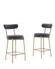 25" Modern Gold Bar Stools Set of 2 Counter Height Bar Stools for Kitchen Counter Upholstered Sherpa Counter Stools with Backs Kitchen Island Stool