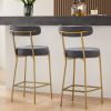 25" Modern Gold Bar Stools Set of 2 Counter Height Bar Stools for Kitchen Counter Upholstered Sherpa Counter Stools with Backs Kitchen Island Stool