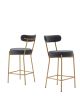 25" Modern Gold Bar Stools Set of 2 Counter Height Bar Stools for Kitchen Counter Upholstered Sherpa Counter Stools with Backs Kitchen Island Stool